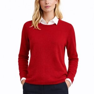 Lands’ End 100% Cashmere Red Sweater XS – Classic Soft Luxury Knit